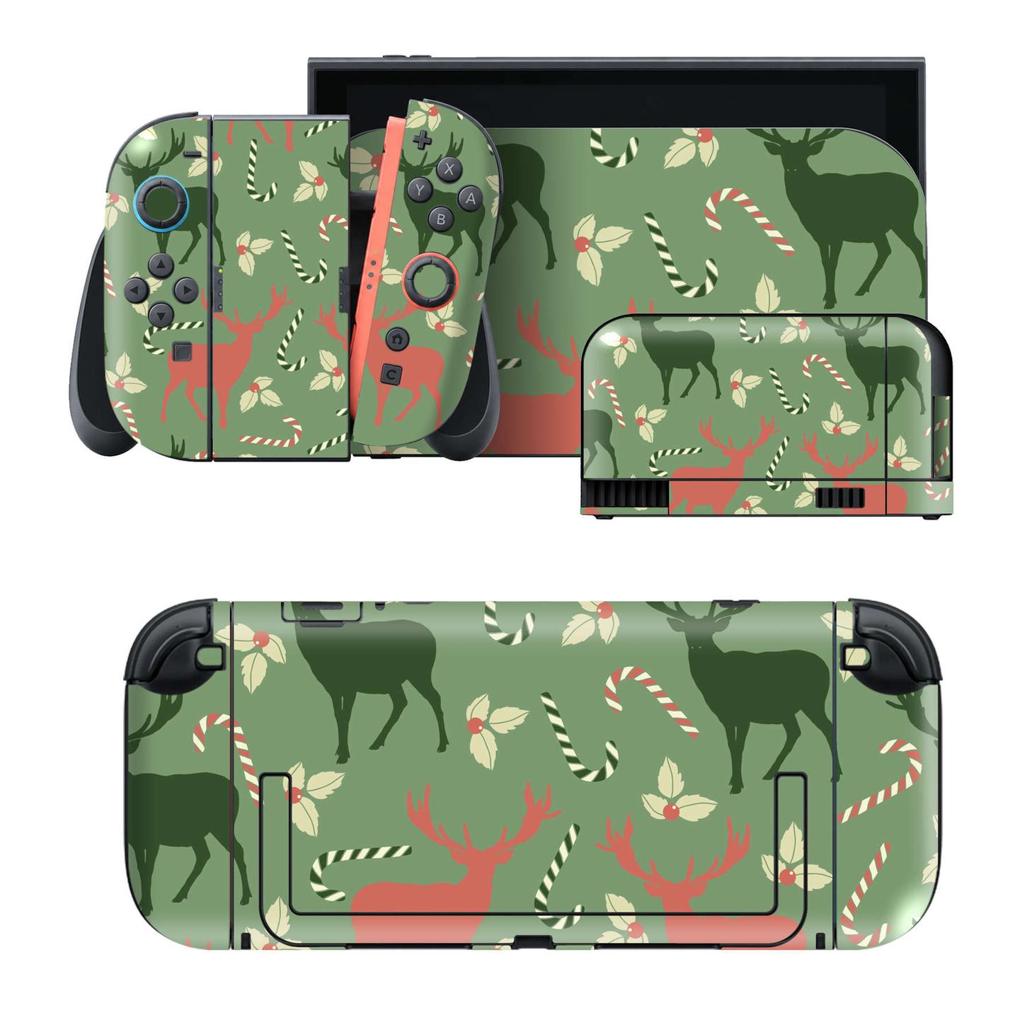 Nintendo Switch 2 用のデザインスキンシール。本体裏面・ドック正面・ドック側面・Joy-Con 2 用の4面セット。20,000柄以上から選べる、貼るデザイン。