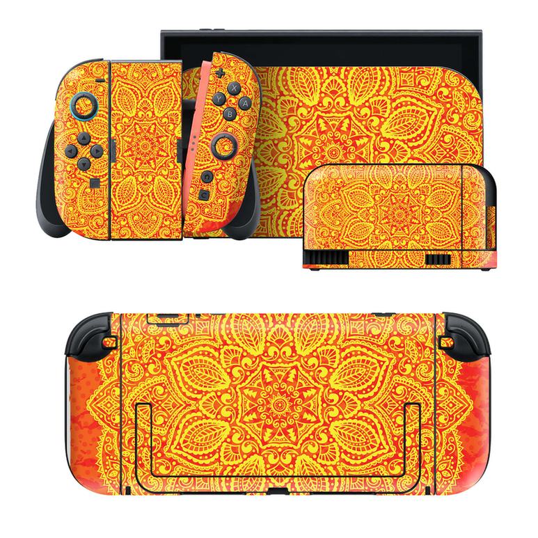 Nintendo Switch 2 用のデザインスキンシール。本体裏面・ドック正面・ドック側面・Joy-Con 2 用の4面セット。20,000柄以上から選べる、貼るデザイン。