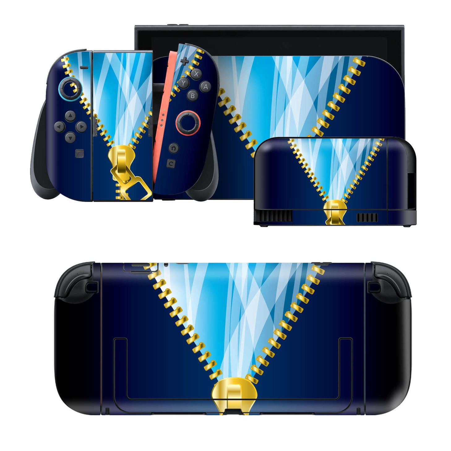 Nintendo Switch 2 用のデザインスキンシール。本体裏面・ドック正面・ドック側面・Joy-Con 2 用の4面セット。20,000柄以上から選べる、貼るデザイン。