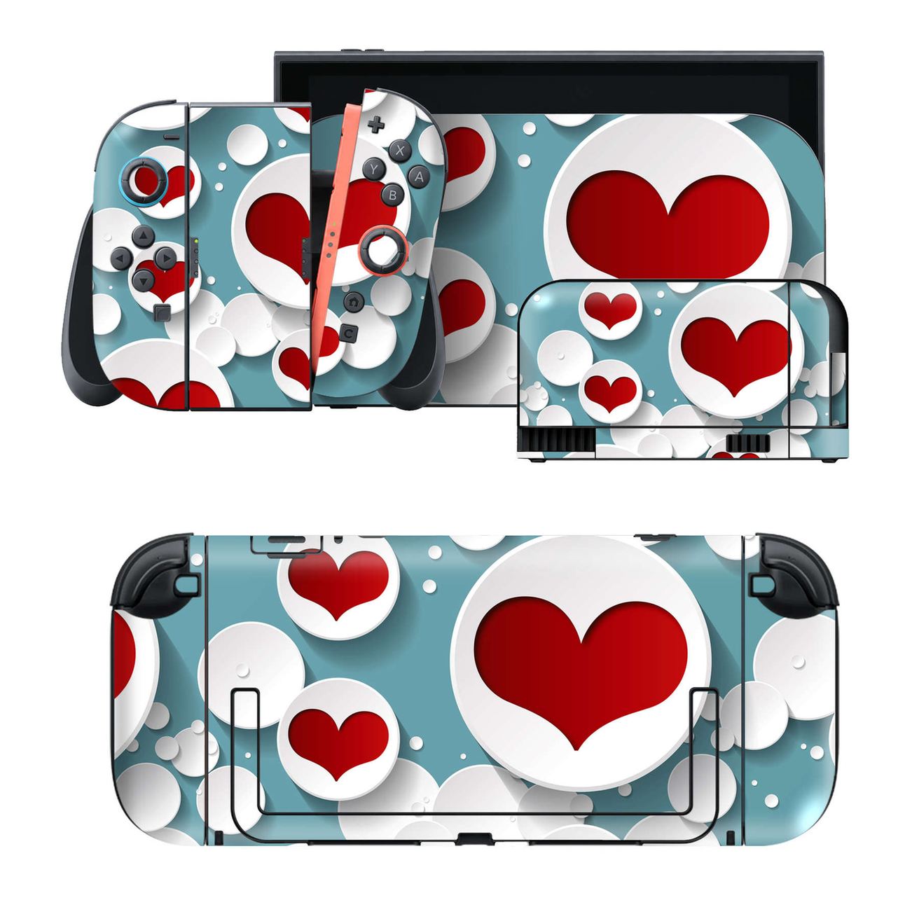 Nintendo Switch 2 用のデザインスキンシール。本体裏面・ドック正面・ドック側面・Joy-Con 2 用の4面セット。20,000柄以上から選べる、貼るデザイン。