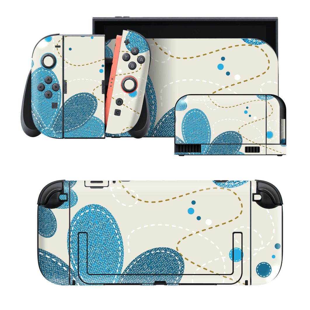 Nintendo Switch 2 用のデザインスキンシール。本体裏面・ドック正面・ドック側面・Joy-Con 2 用の4面セット。20,000柄以上から選べる、貼るデザイン。
