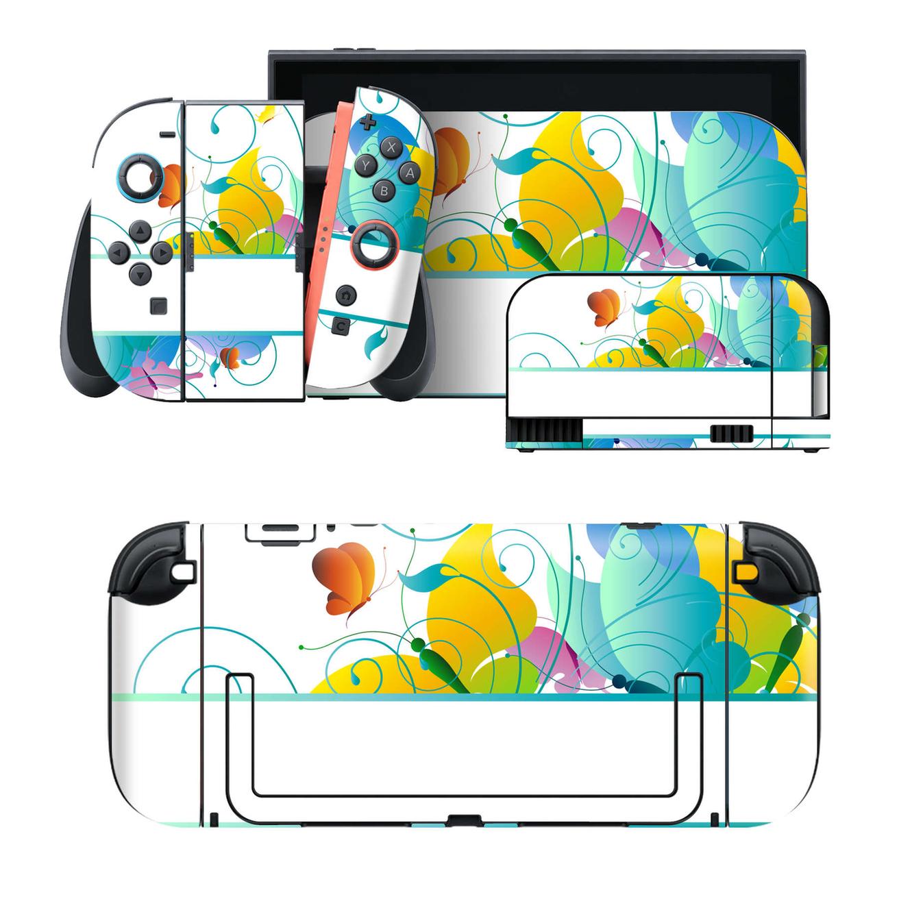 Nintendo Switch 2 用のデザインスキンシール。本体裏面・ドック正面・ドック側面・Joy-Con 2 用の4面セット。20,000柄以上から選べる、貼るデザイン。