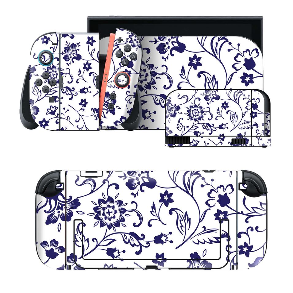 Nintendo Switch 2 用のデザインスキンシール。本体裏面・ドック正面・ドック側面・Joy-Con 2 用の4面セット。20,000柄以上から選べる、貼るデザイン。