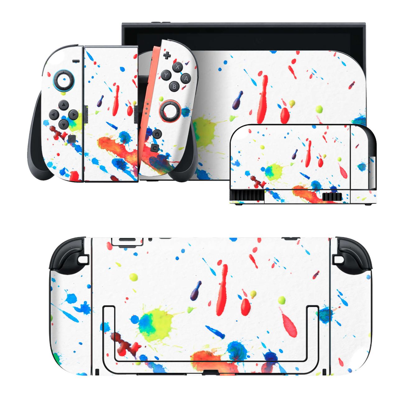 Nintendo Switch 2 用のデザインスキンシール。本体裏面・ドック正面・ドック側面・Joy-Con 2 用の4面セット。20,000柄以上から選べる、貼るデザイン。