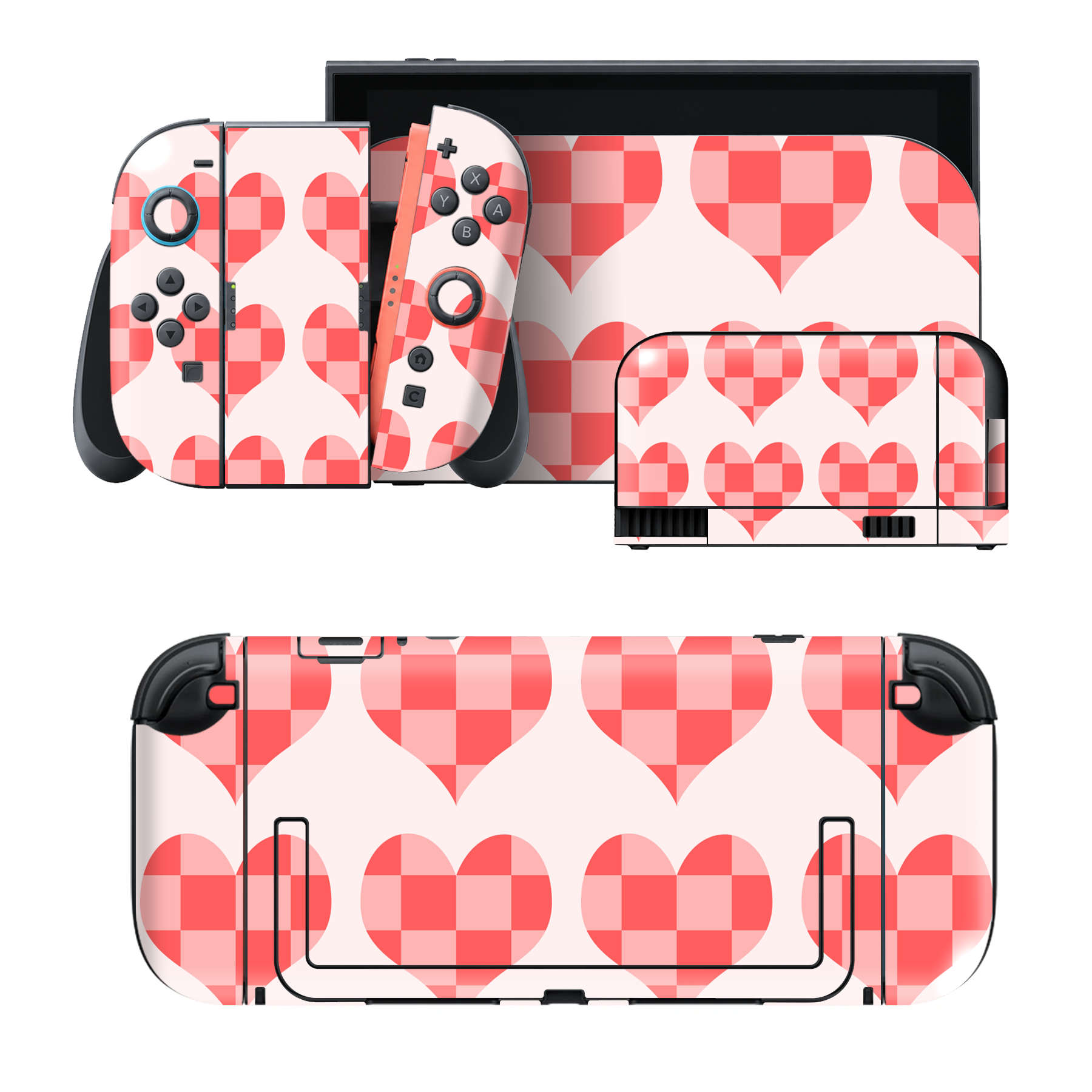 Nintendo Switch 2 用のデザインスキンシール。本体裏面・ドック正面・ドック側面・Joy-Con 2 用の4面セット。20,000柄以上から選べる、貼るデザイン。