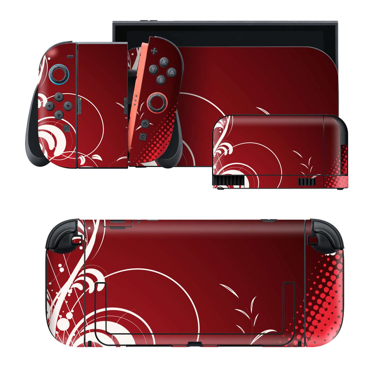 Nintendo Switch 2 用のデザインスキンシール。本体裏面・ドック正面・ドック側面・Joy-Con 2 用の4面セット。20,000柄以上から選べる、貼るデザイン。