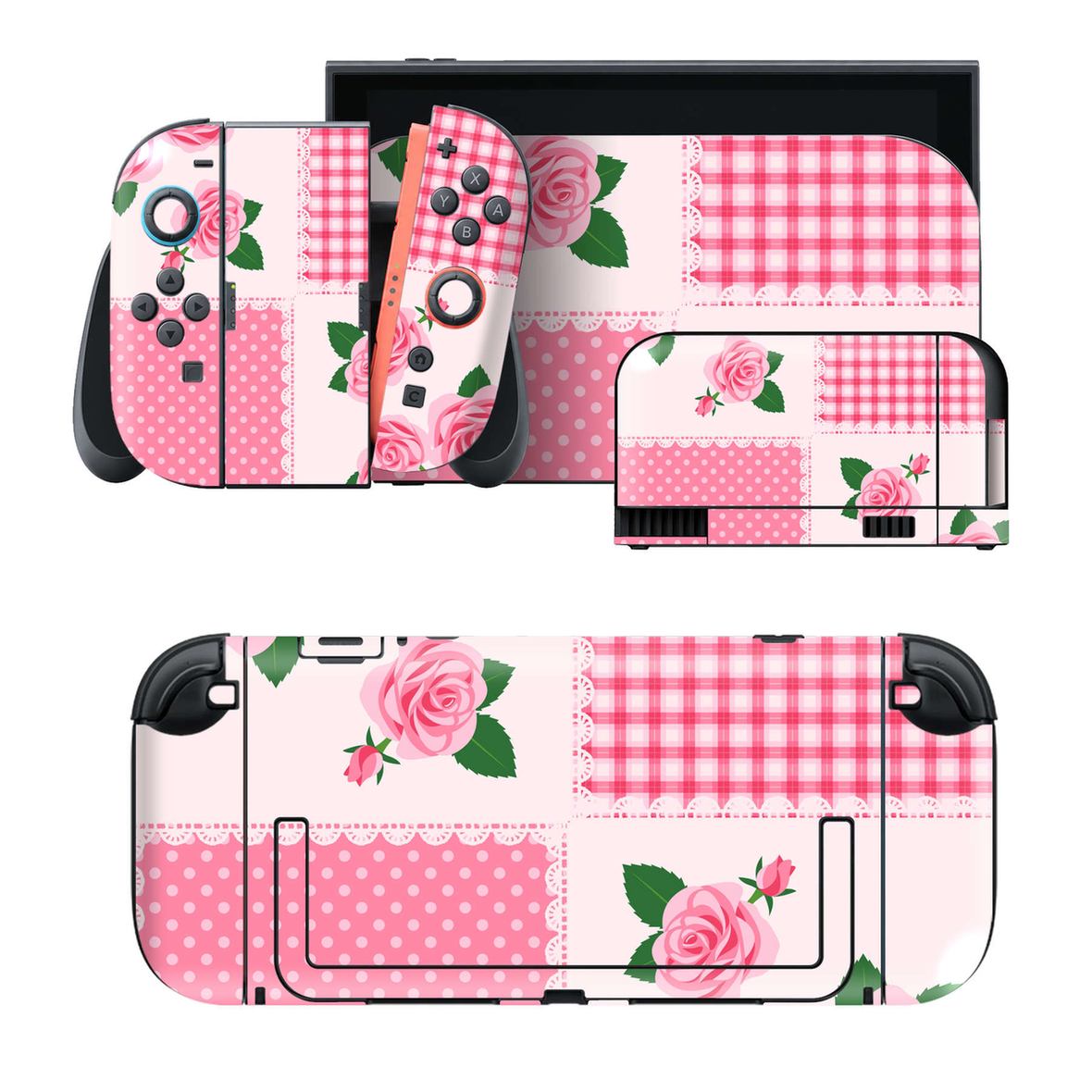Nintendo Switch 2 用のデザインスキンシール。本体裏面・ドック正面・ドック側面・Joy-Con 2 用の4面セット。20,000柄以上から選べる、貼るデザイン。