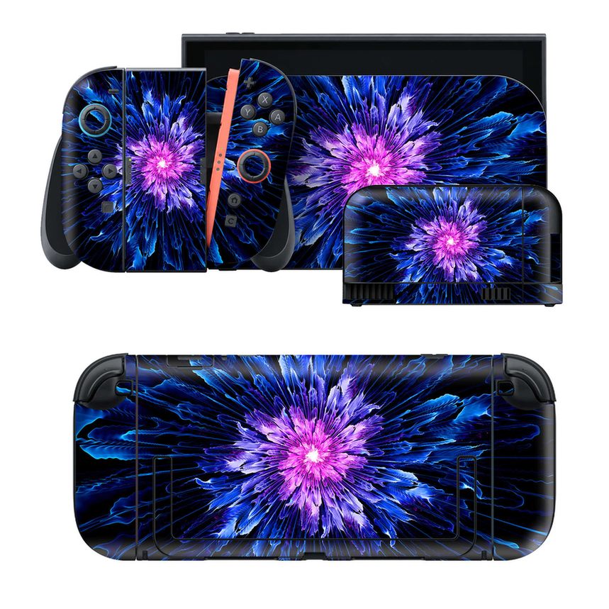 Nintendo Switch 2 用のデザインスキンシール。本体裏面・ドック正面・ドック側面・Joy-Con 2 用の4面セット。20,000柄以上から選べる、貼るデザイン。