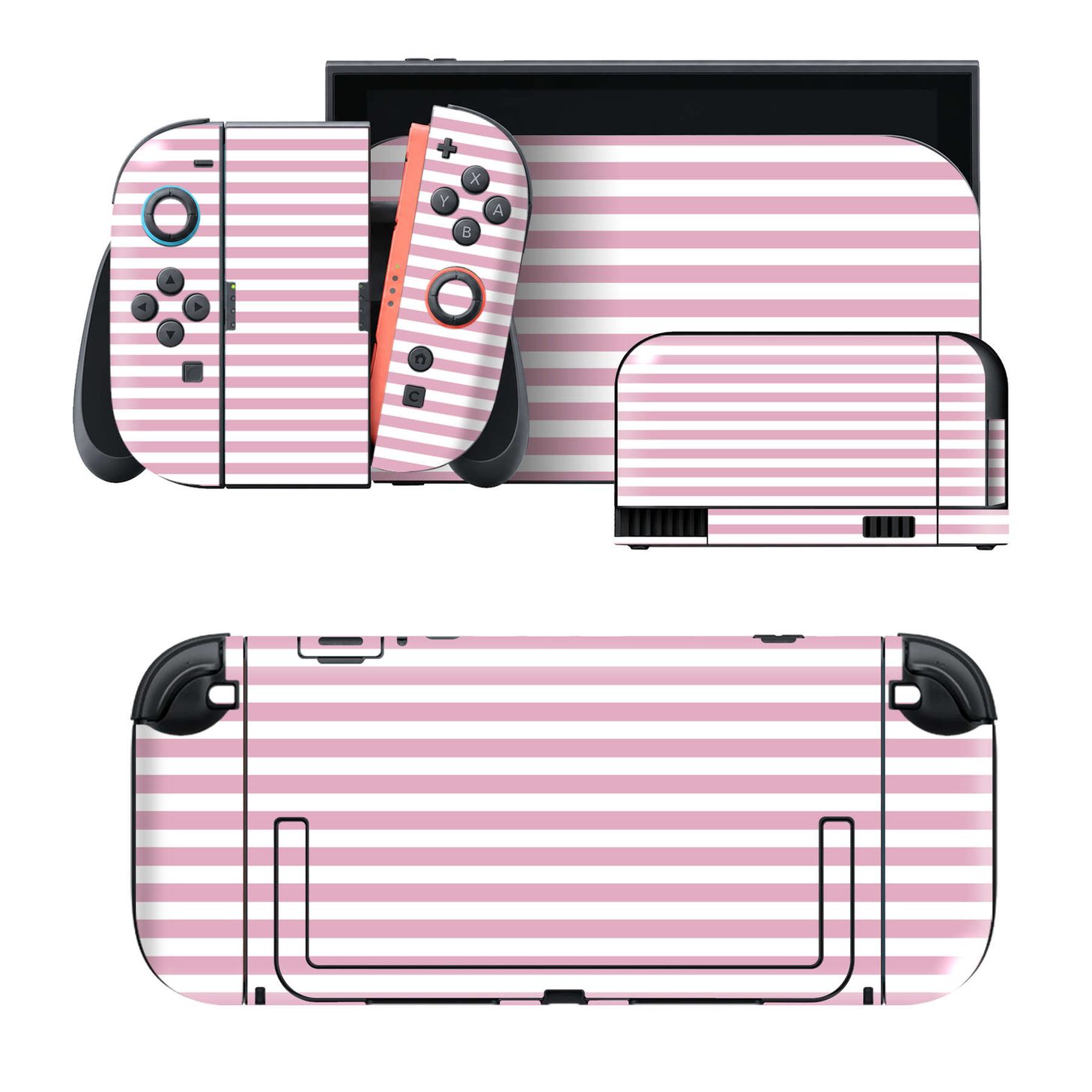 Nintendo Switch 2 用のデザインスキンシール。本体裏面・ドック正面・ドック側面・Joy-Con 2 用の4面セット。20,000柄以上から選べる、貼るデザイン。