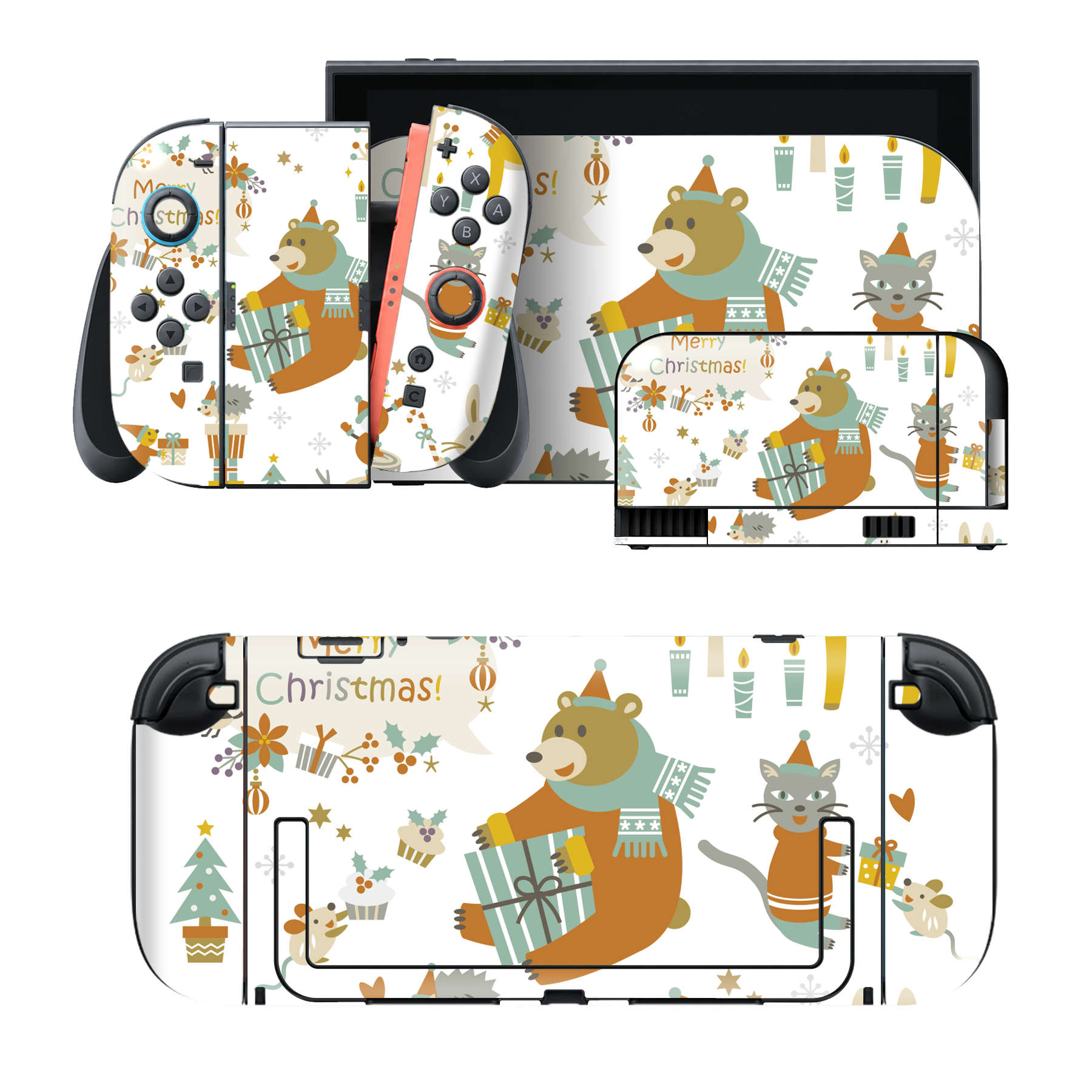 Nintendo Switch 2 用のデザインスキンシール。本体裏面・ドック正面・ドック側面・Joy-Con 2 用の4面セット。20,000柄以上から選べる、貼るデザイン。