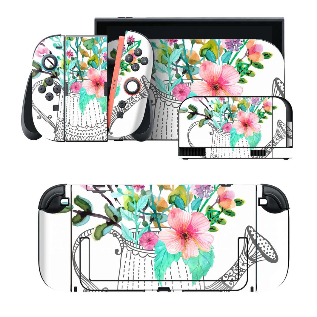 Nintendo Switch 2 用のデザインスキンシール。本体裏面・ドック正面・ドック側面・Joy-Con 2 用の4面セット。20,000柄以上から選べる、貼るデザイン。