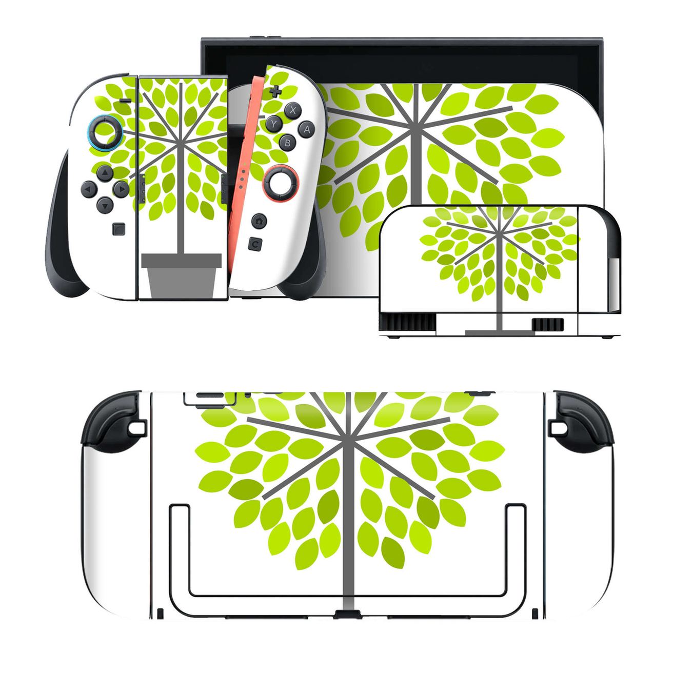 Nintendo Switch 2 用のデザインスキンシール。本体裏面・ドック正面・ドック側面・Joy-Con 2 用の4面セット。20,000柄以上から選べる、貼るデザイン。