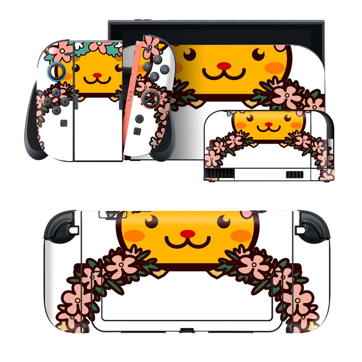Nintendo Switch 2 用のデザインスキンシール。本体裏面・ドック正面・ドック側面・Joy-Con 2 用の4面セット。20,000柄以上から選べる、貼るデザイン。
