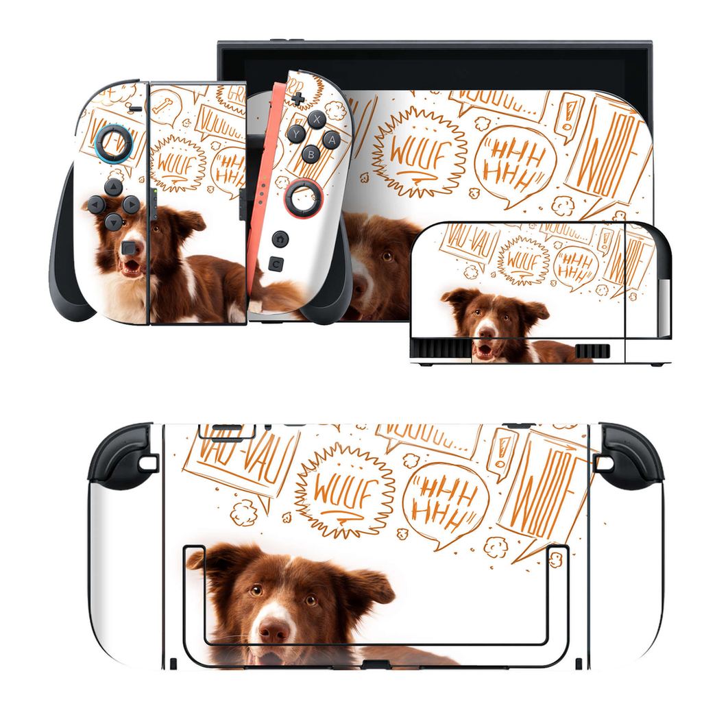 Nintendo Switch 2 用のデザインスキンシール。本体裏面・ドック正面・ドック側面・Joy-Con 2 用の4面セット。20,000柄以上から選べる、貼るデザイン。