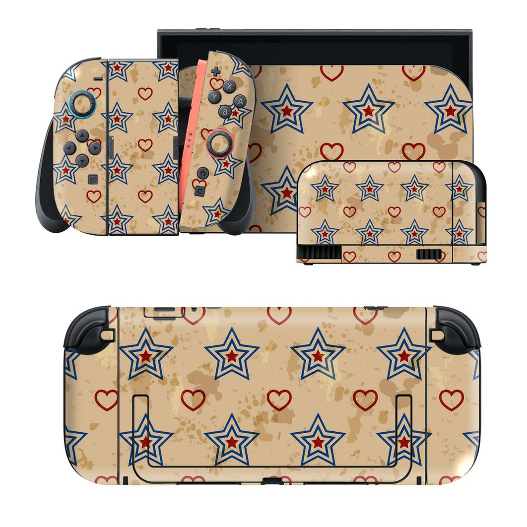 Nintendo Switch 2 用のデザインスキンシール。本体裏面・ドック正面・ドック側面・Joy-Con 2 用の4面セット。20,000柄以上から選べる、貼るデザイン。