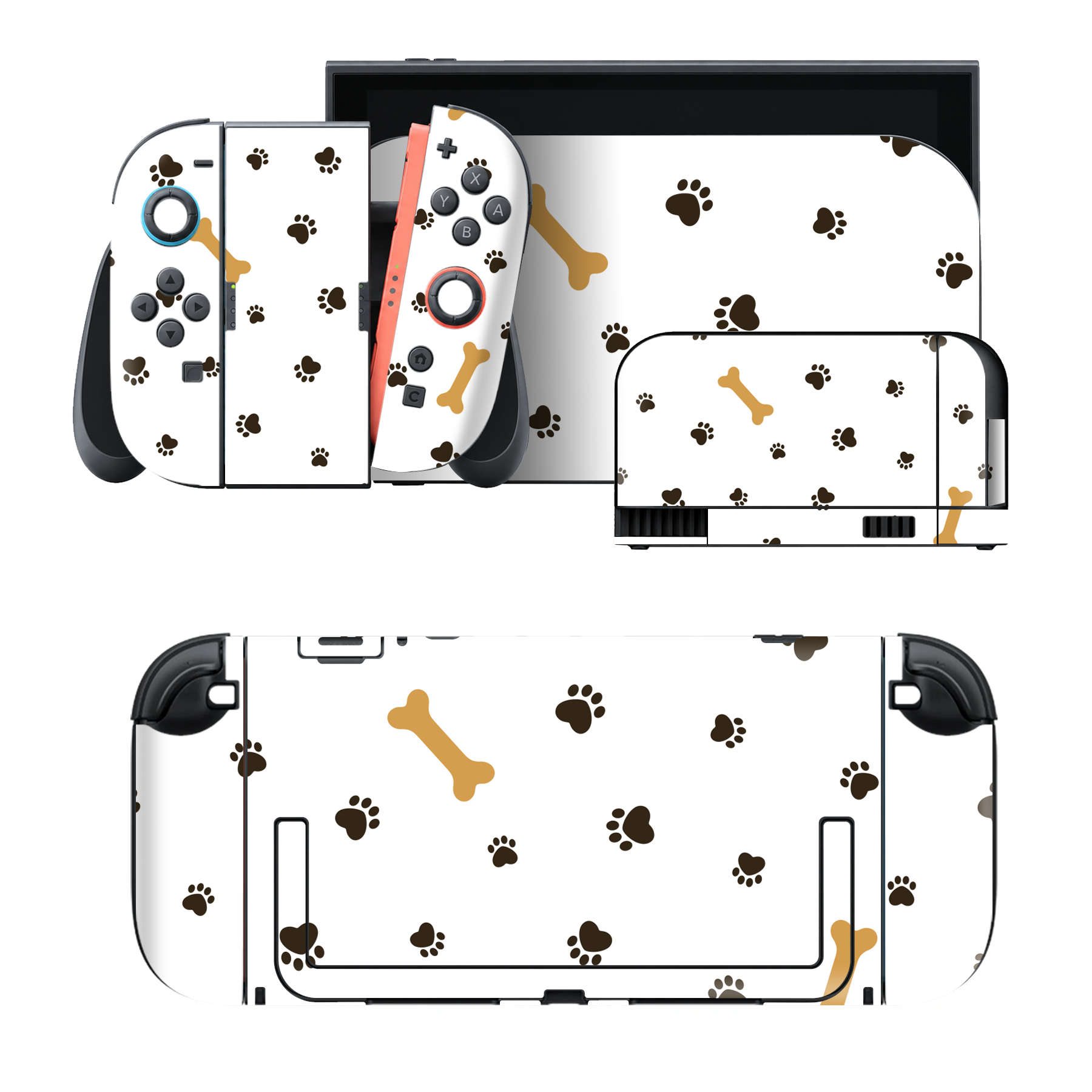 Nintendo Switch 2 用のデザインスキンシール。本体裏面・ドック正面・ドック側面・Joy-Con 2 用の4面セット。20,000柄以上から選べる、貼るデザイン。