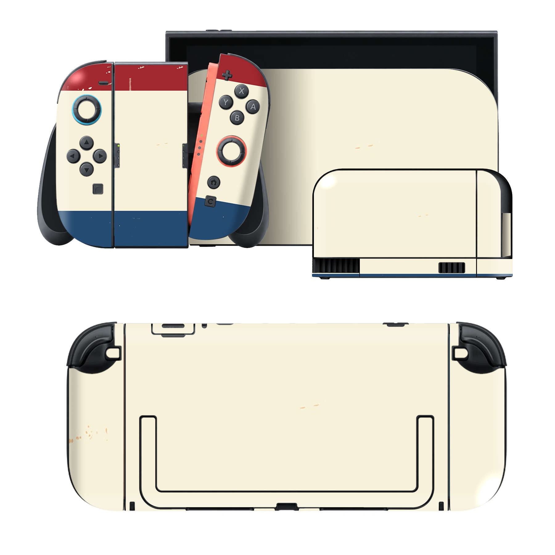 Nintendo Switch 2 用のデザインスキンシール。本体裏面・ドック正面・ドック側面・Joy-Con 2 用の4面セット。20,000柄以上から選べる、貼るデザイン。