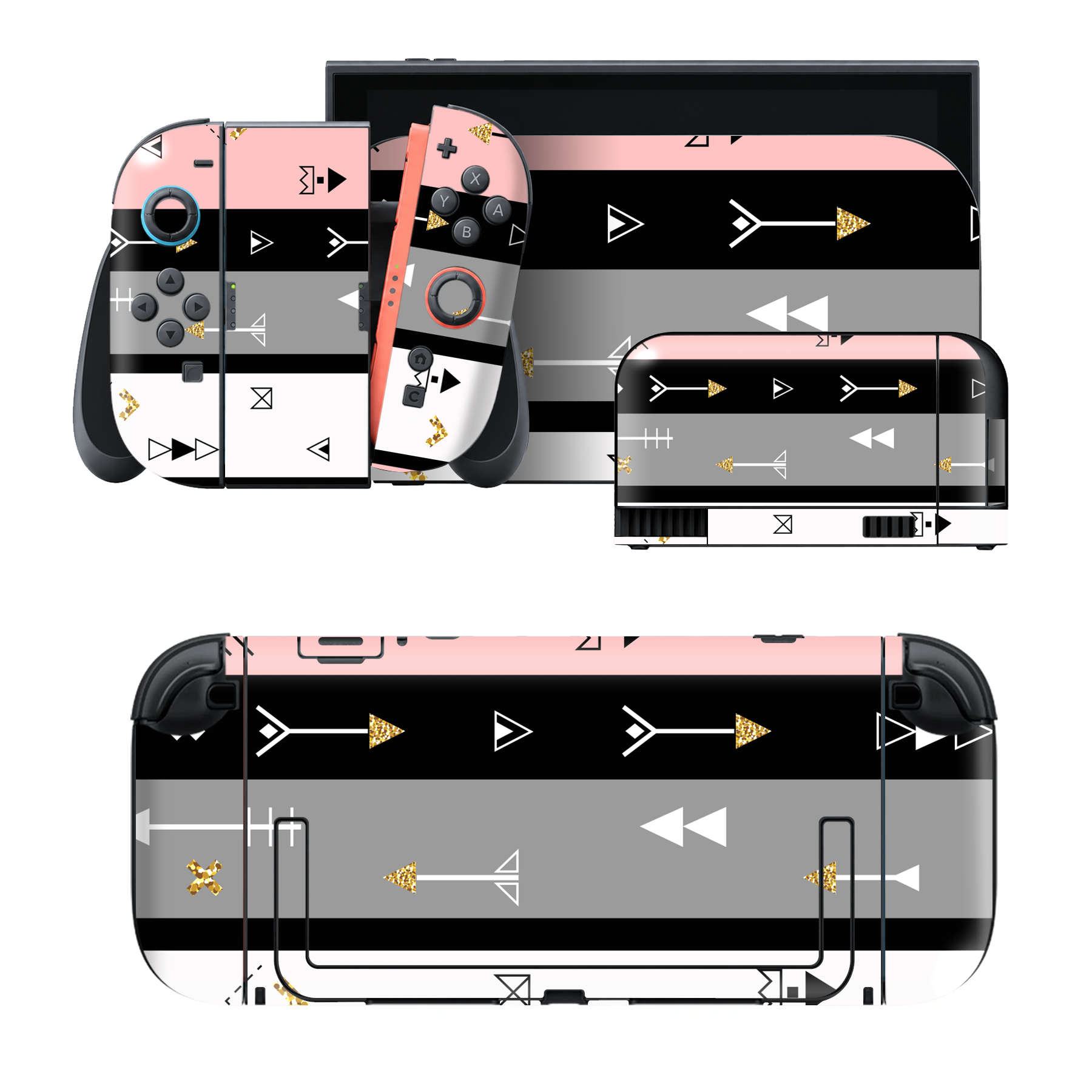 Nintendo Switch 2 用のデザインスキンシール。本体裏面・ドック正面・ドック側面・Joy-Con 2 用の4面セット。20,000柄以上から選べる、貼るデザイン。