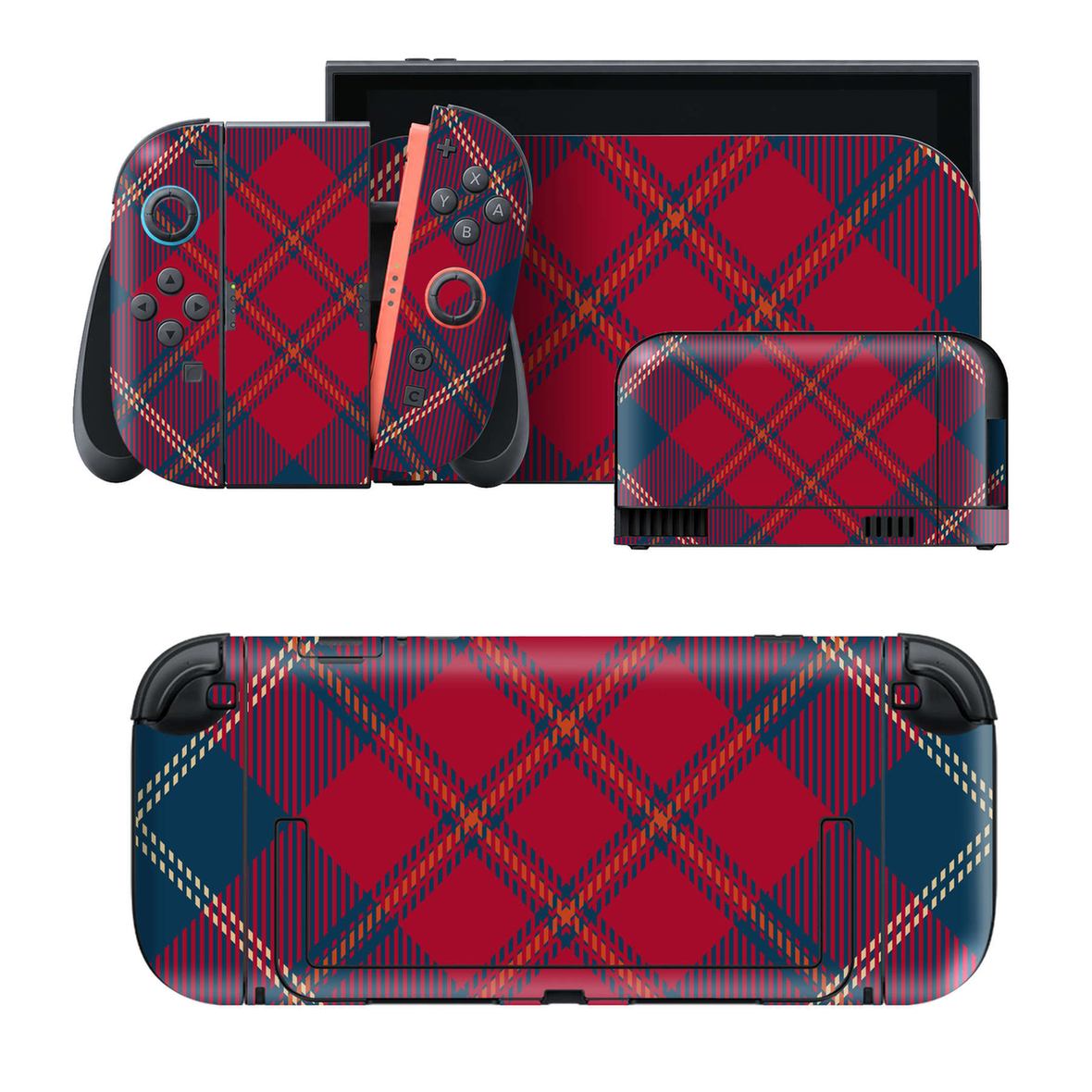 Nintendo Switch 2 用のデザインスキンシール。本体裏面・ドック正面・ドック側面・Joy-Con 2 用の4面セット。20,000柄以上から選べる、貼るデザイン。