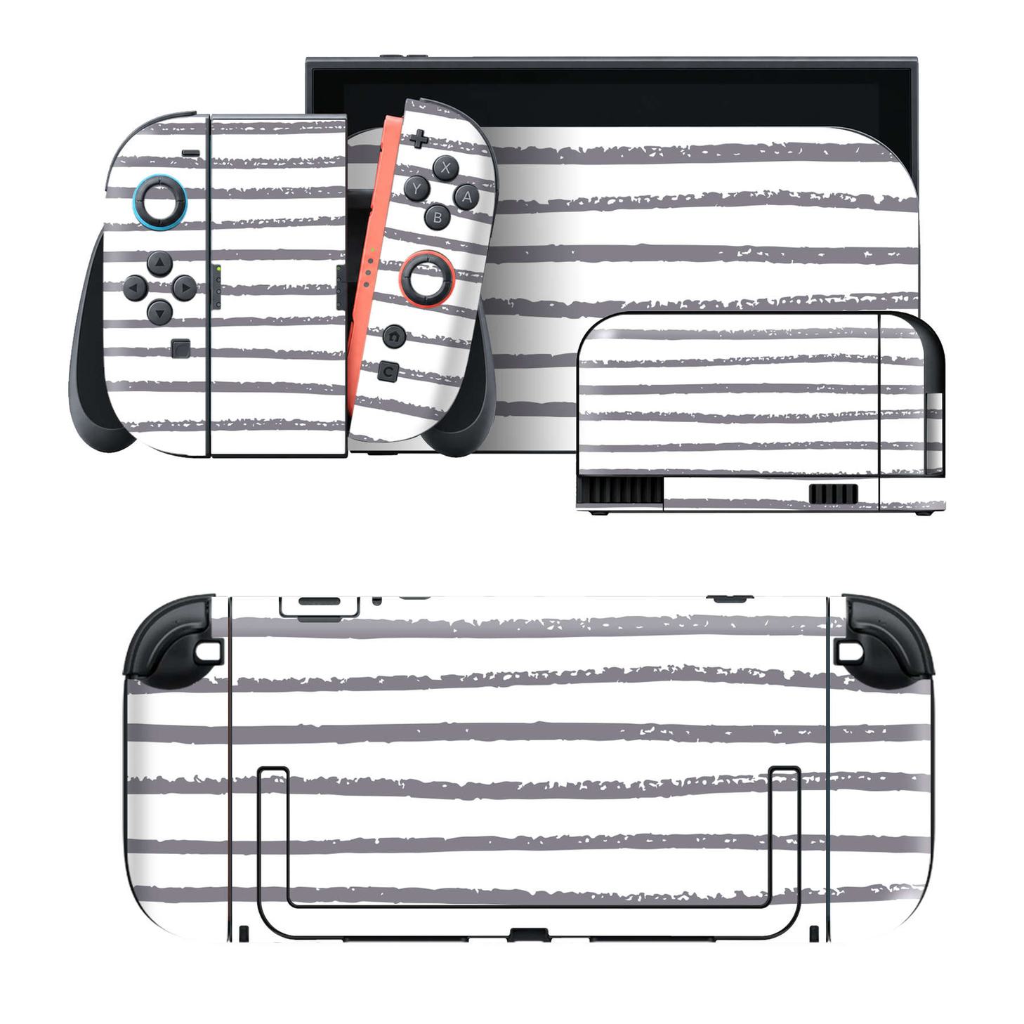 Nintendo Switch 2 用のデザインスキンシール。本体裏面・ドック正面・ドック側面・Joy-Con 2 用の4面セット。20,000柄以上から選べる、貼るデザイン。
