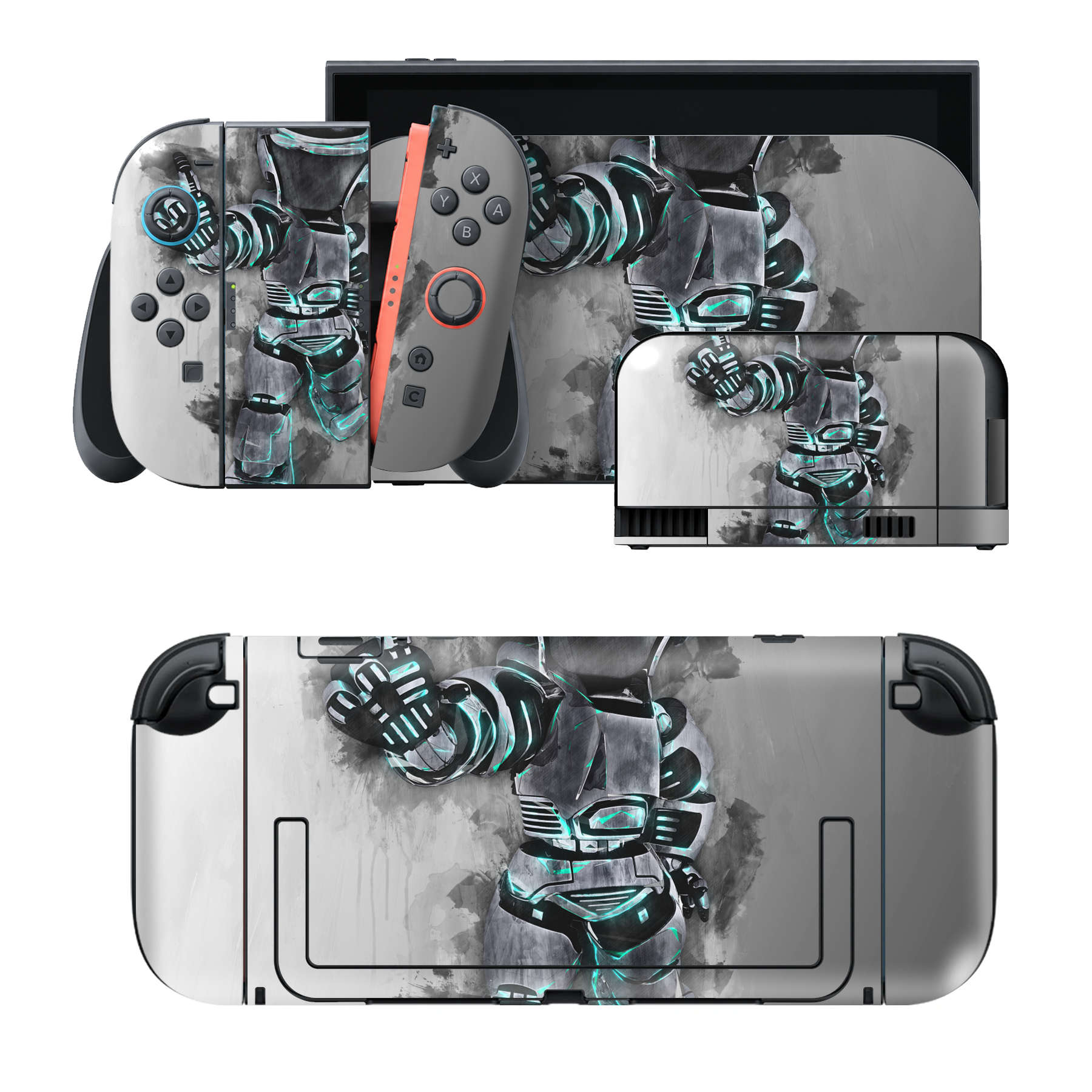 Nintendo Switch 2 用のデザインスキンシール。本体裏面・ドック正面・ドック側面・Joy-Con 2 用の4面セット。20,000柄以上から選べる、貼るデザイン。