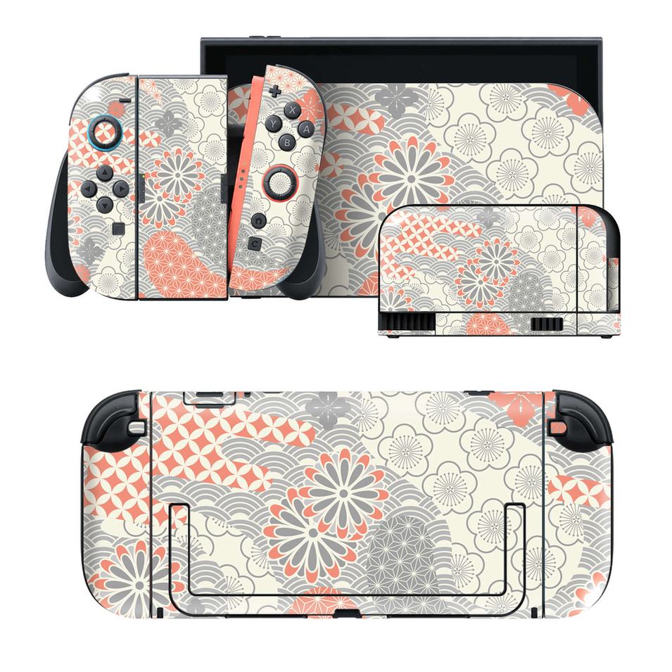 Nintendo Switch 2 用のデザインスキンシール。本体裏面・ドック正面・ドック側面・Joy-Con 2 用の4面セット。20,000柄以上から選べる、貼るデザイン。
