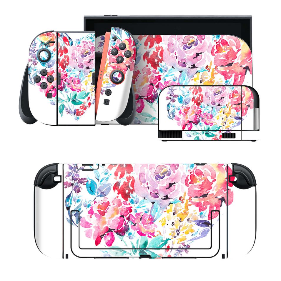 Nintendo Switch 2 用のデザインスキンシール。本体裏面・ドック正面・ドック側面・Joy-Con 2 用の4面セット。20,000柄以上から選べる、貼るデザイン。
