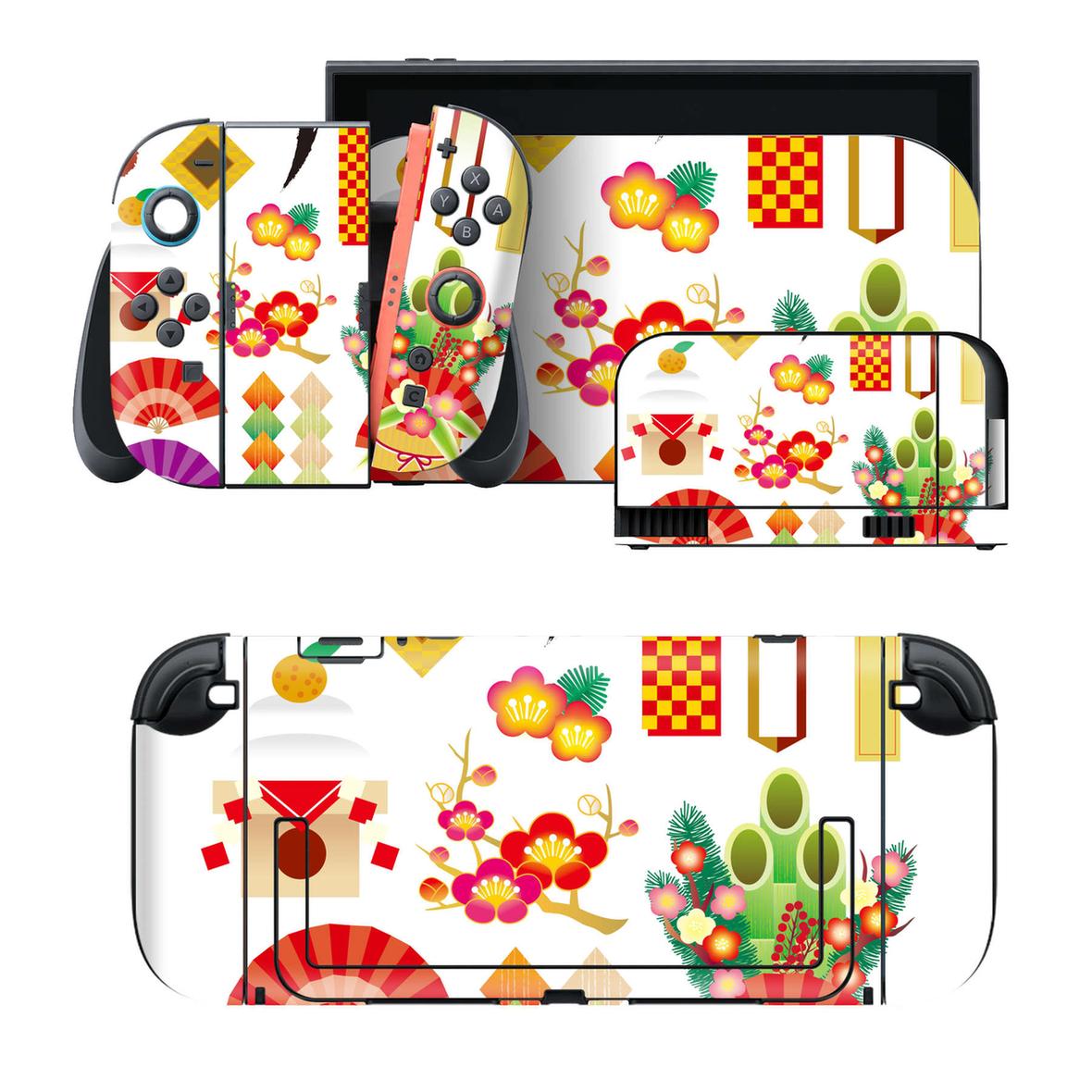 Nintendo Switch 2 用のデザインスキンシール。本体裏面・ドック正面・ドック側面・Joy-Con 2 用の4面セット。20,000柄以上から選べる、貼るデザイン。