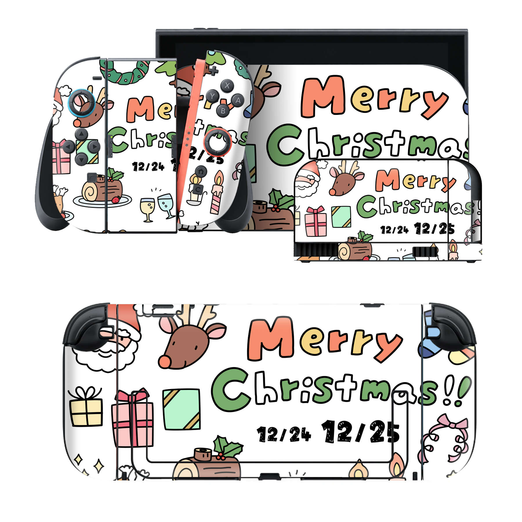 Nintendo Switch 2 用のデザインスキンシール。本体裏面・ドック正面・ドック側面・Joy-Con 2 用の4面セット。20,000柄以上から選べる、貼るデザイン。