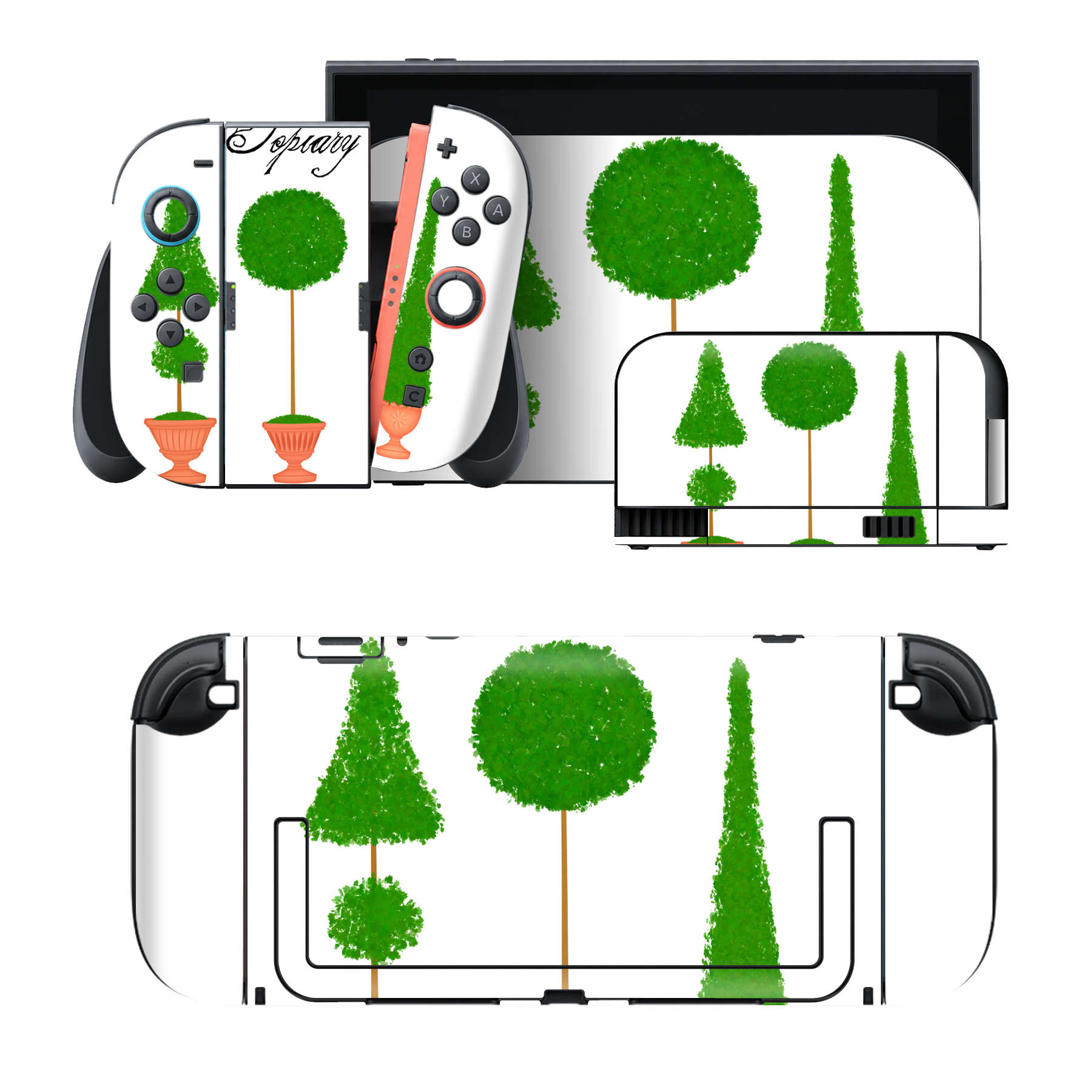Nintendo Switch 2 用のデザインスキンシール。本体裏面・ドック正面・ドック側面・Joy-Con 2 用の4面セット。20,000柄以上から選べる、貼るデザイン。