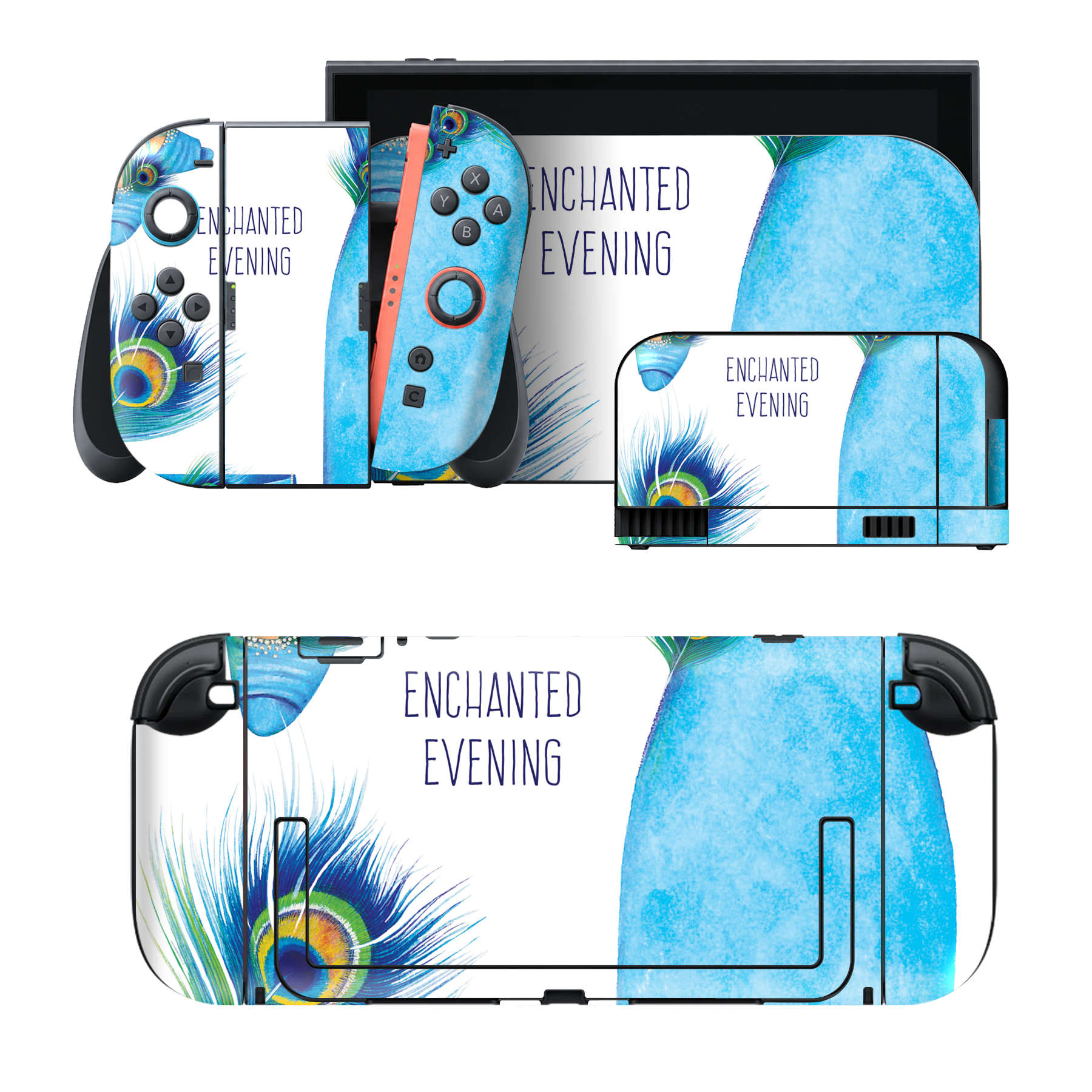 Nintendo Switch 2 用のデザインスキンシール。本体裏面・ドック正面・ドック側面・Joy-Con 2 用の4面セット。20,000柄以上から選べる、貼るデザイン。