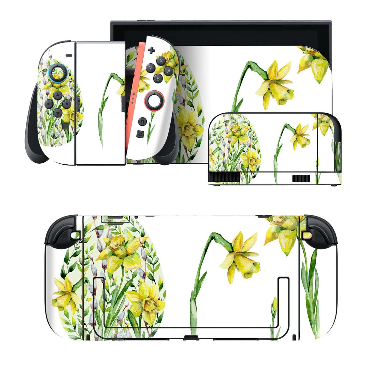 Nintendo Switch 2 用のデザインスキンシール。本体裏面・ドック正面・ドック側面・Joy-Con 2 用の4面セット。20,000柄以上から選べる、貼るデザイン。