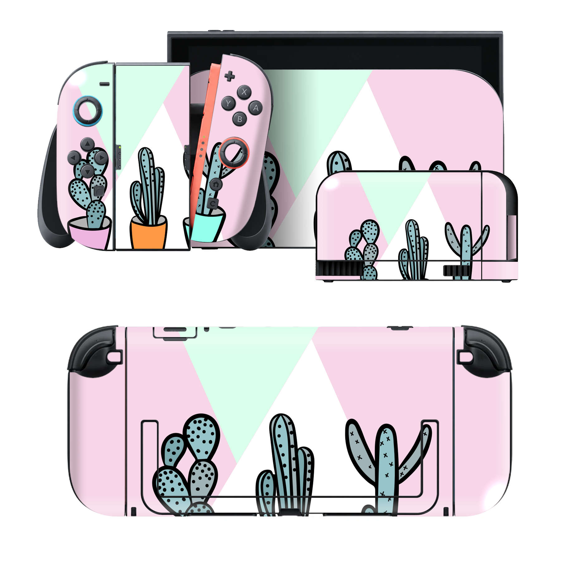 Nintendo Switch 2 用のデザインスキンシール。本体裏面・ドック正面・ドック側面・Joy-Con 2 用の4面セット。20,000柄以上から選べる、貼るデザイン。
