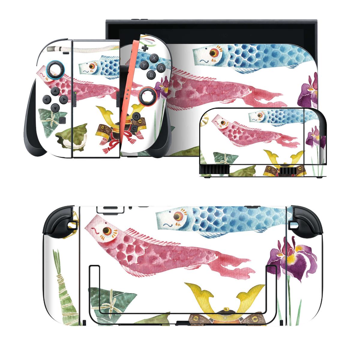 Nintendo Switch 2 用のデザインスキンシール。本体裏面・ドック正面・ドック側面・Joy-Con 2 用の4面セット。20,000柄以上から選べる、貼るデザイン。