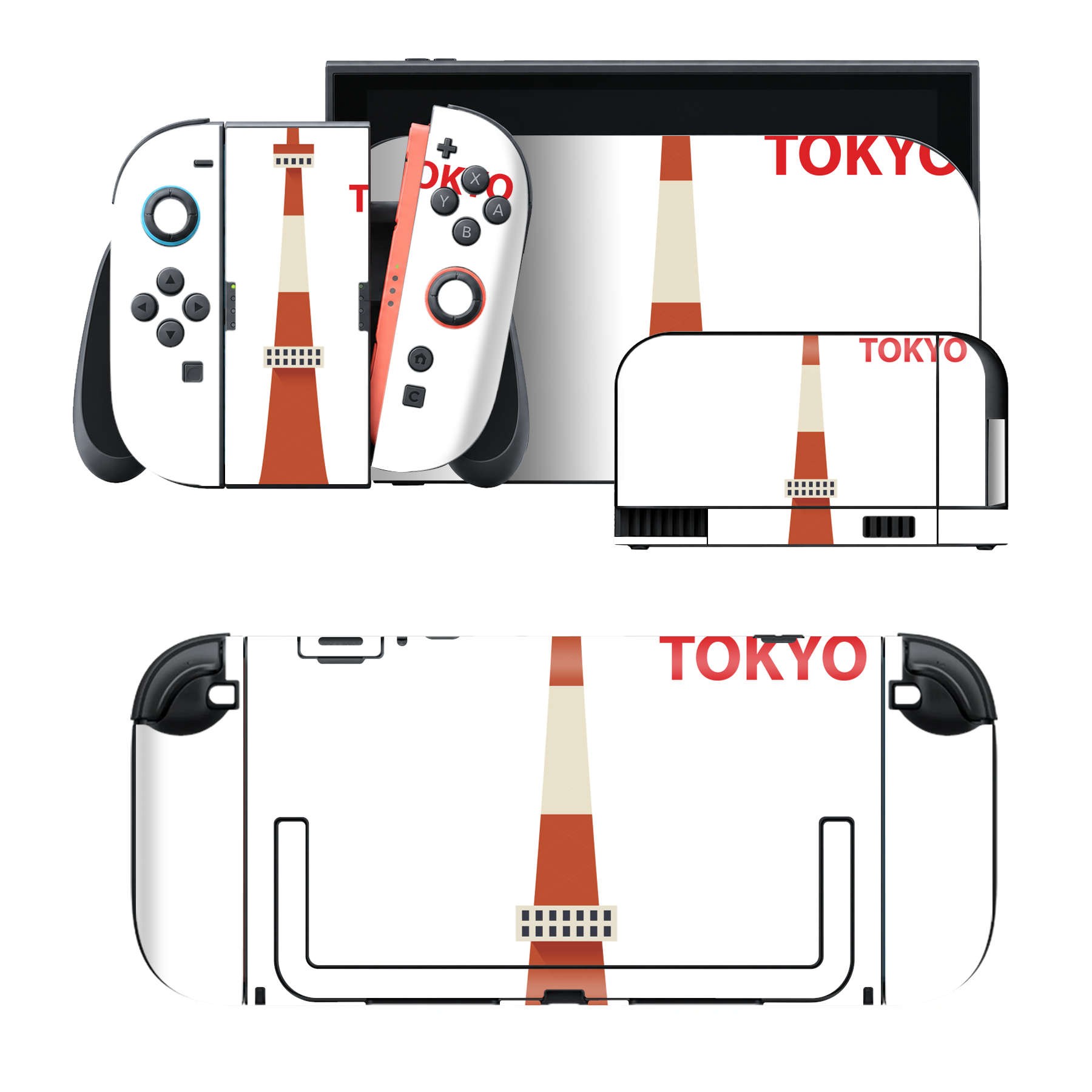 Nintendo Switch 2 用のデザインスキンシール。本体裏面・ドック正面・ドック側面・Joy-Con 2 用の4面セット。20,000柄以上から選べる、貼るデザイン。