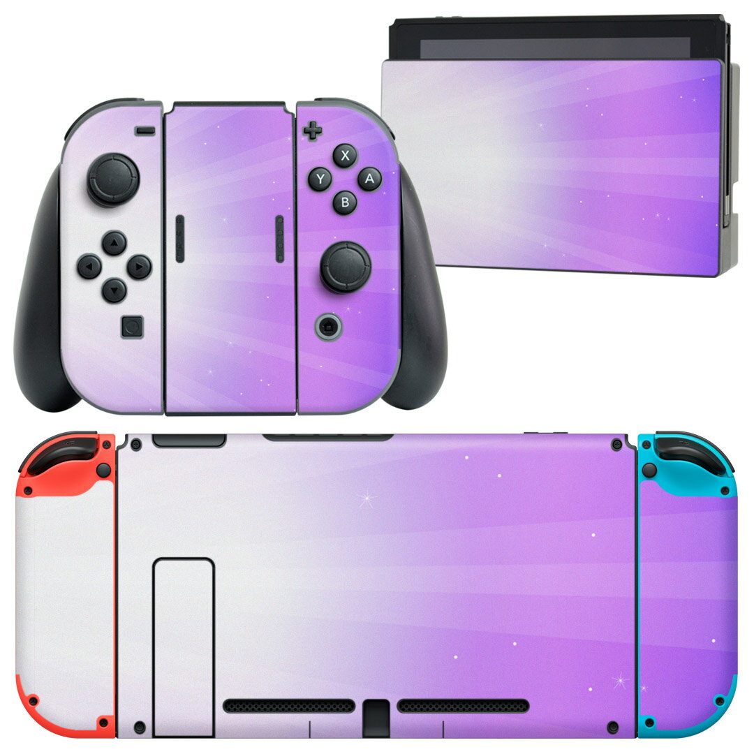 igsticker Nintendo Switch 用 デザインスキンシール 任天堂 ニンテンドー スイッチ 専用 本体ドック Joy-Con Joycon ジョイコン 専用 ゲーム機 カバー アクセサリー フィルム ステッカー 002029 シンプル 紫