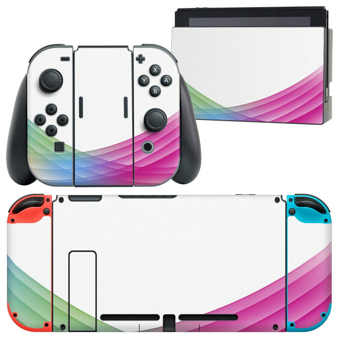 igsticker Nintendo Switch 用 デザインスキンシール 任天堂 ニンテンドー スイッチ 専用 本体ドック Joy-Con Joycon ジョイコン 専用 ゲーム機 カバー アクセサリー フィルム ステッカー 002075 カラフル シンプル