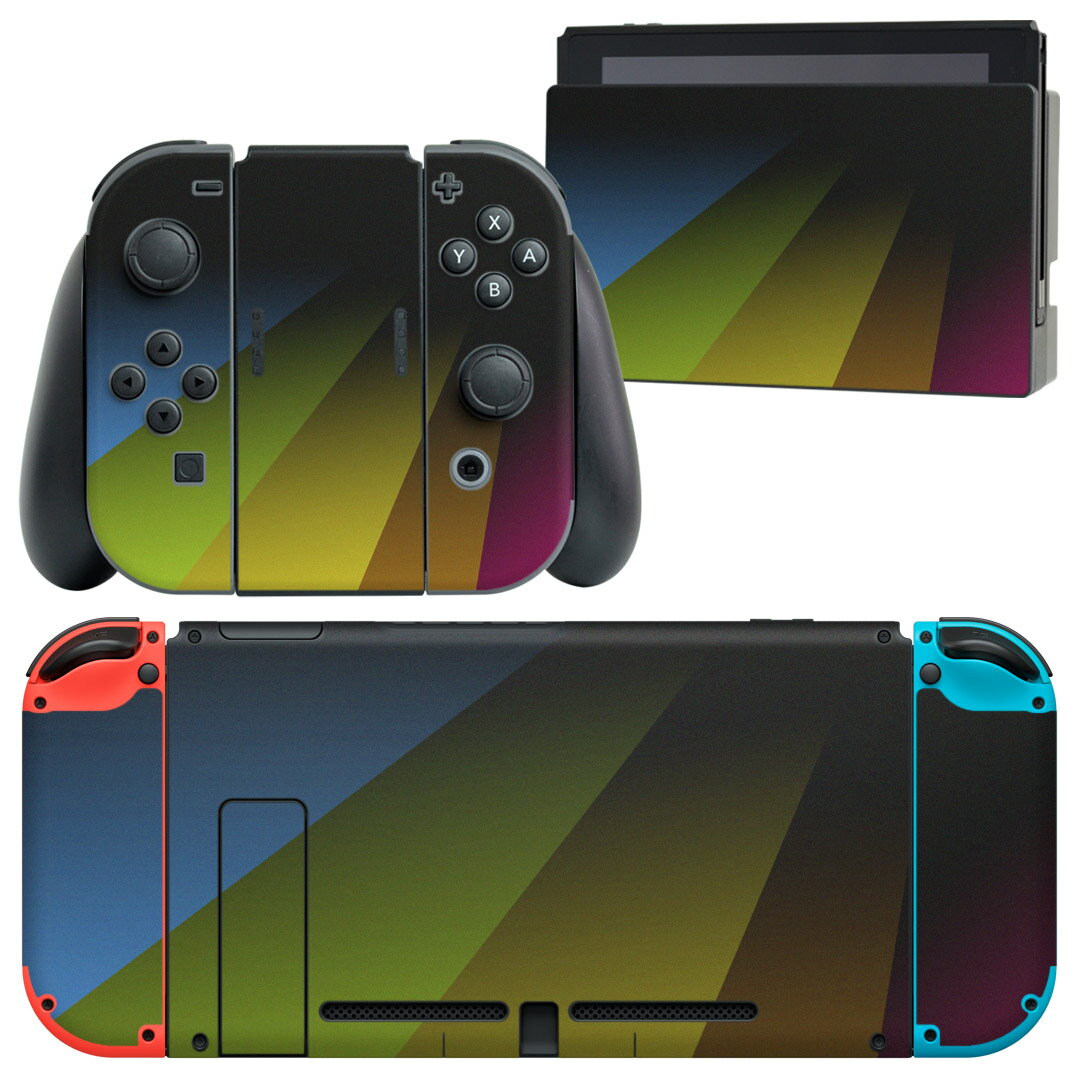 igsticker Nintendo Switch 用 デザインスキンシール 任天堂 ニンテンドー スイッチ 専用 本体ドック Joy-Con Joycon ジョイコン 専用 ゲーム機 カバー アクセサリー フィルム ステッカー 002077 カラフル　シンプル