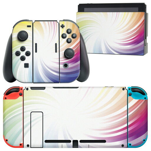 igsticker Nintendo Switch 用 デザインスキンシール 任天堂 ニンテンドー スイッチ 専用 本体ドック Joy-Con Joycon ジョイコン 専用 ゲーム機 カバー アクセサリー フィルム ステッカー 002123 カラフル シンプル