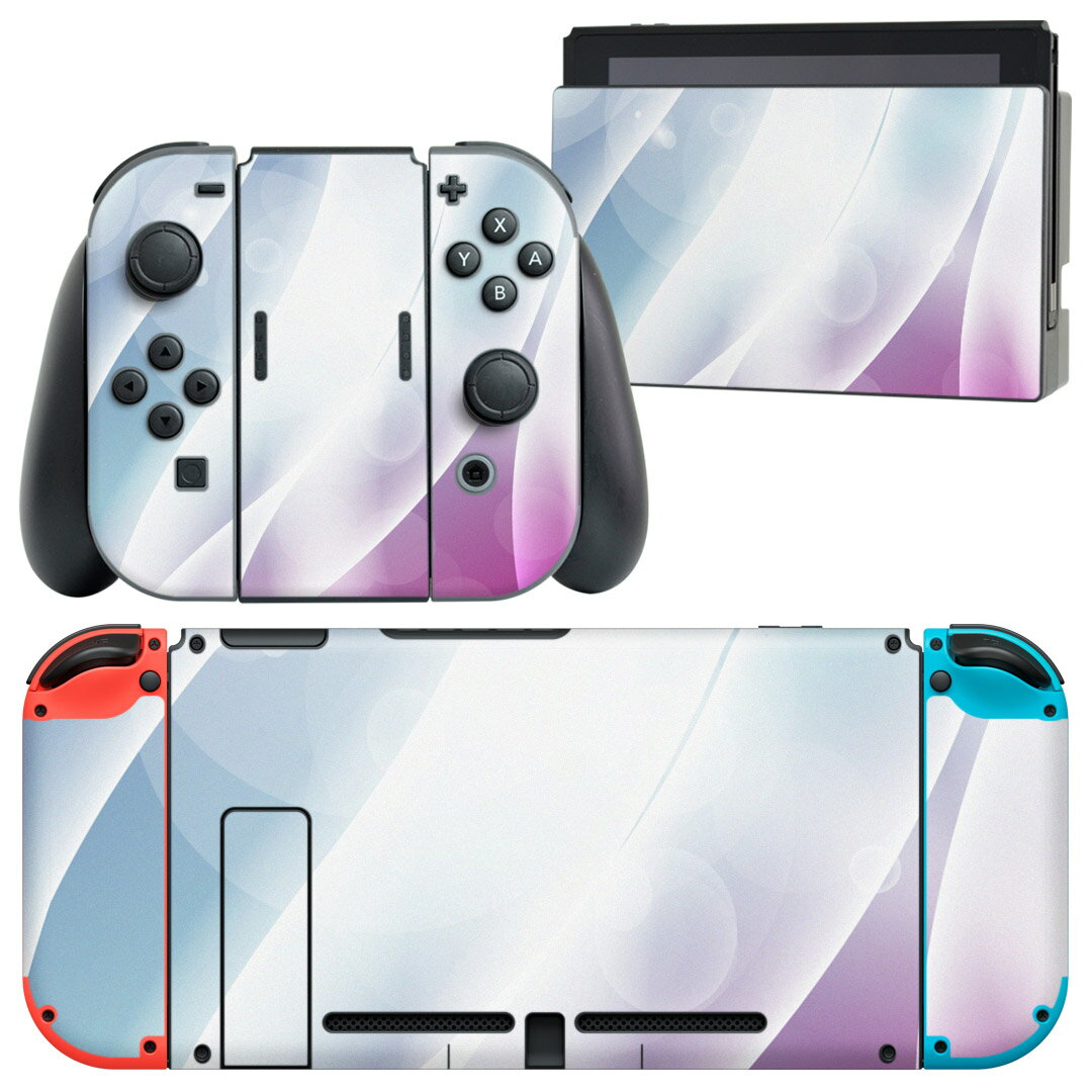 igsticker Nintendo Switch 用 デザインスキンシール 任天堂 ニンテンドー スイッチ 専用 本体ドック Joy-Con Joycon ジョイコン 専用 ゲーム機 カバー アクセサリー フィルム ステッカー 002149 シンプル 青 ピンク