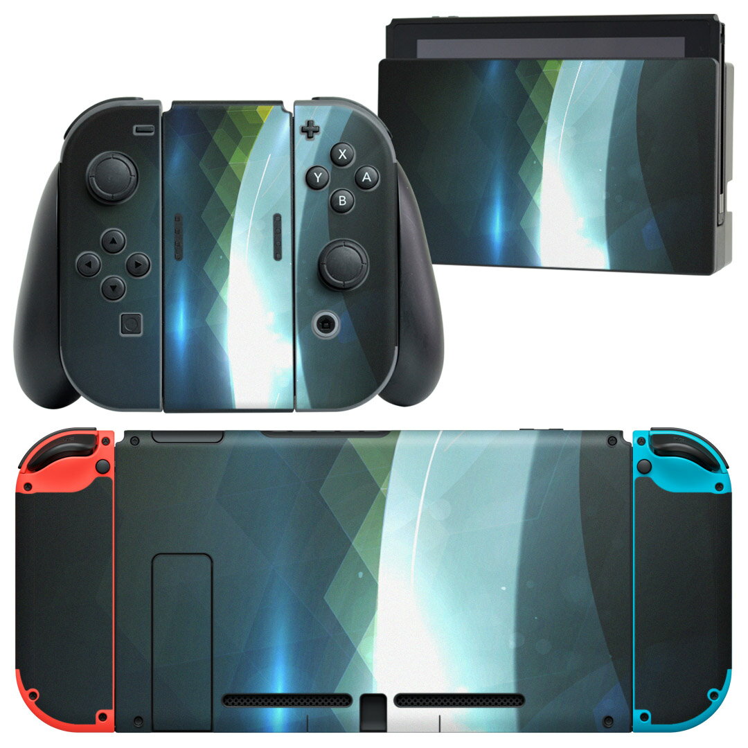 igsticker Nintendo Switch 用 デザインスキンシール 任天堂 ニンテンドー スイッチ 専用 本体ドック Joy-Con Joycon ジョイコン 専用 ゲーム機 カバー アクセサリー フィルム ステッカー 002209 青　光　黄色