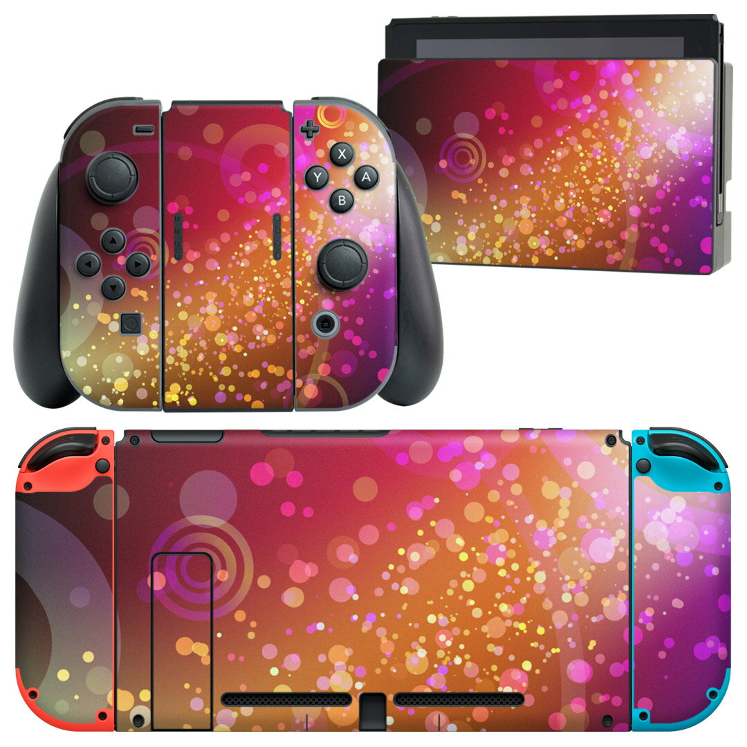 igsticker Nintendo Switch 用 デザインスキンシール 任天堂 ニンテンドー スイッチ 専用 本体ドック Joy-Con Joycon ジョイコン 専用 ゲーム機 カバー アクセサリー フィルム ステッカー 002242 蛍光　カラフル