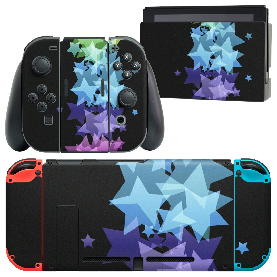 igsticker Nintendo Switch 用 デザインスキンシール 任天堂 ニンテンドー スイッチ 専用 本体ドック Joy-Con Joycon ジョイコン 専用 ゲーム機 カバー アクセサリー フィルム ステッカー 002253 蛍光　カラフル