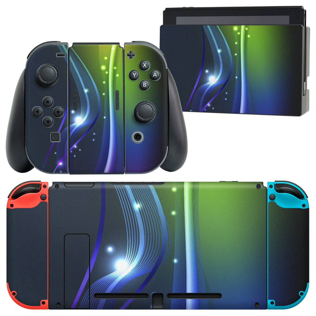 igsticker Nintendo Switch 用 デザインスキンシール 任天堂 ニンテンドー スイッチ 専用 本体ドック Joy-Con Joycon ジョイコン 専用 ゲーム機 カバー アクセサリー フィルム ステッカー 002270 蛍光　カラフル