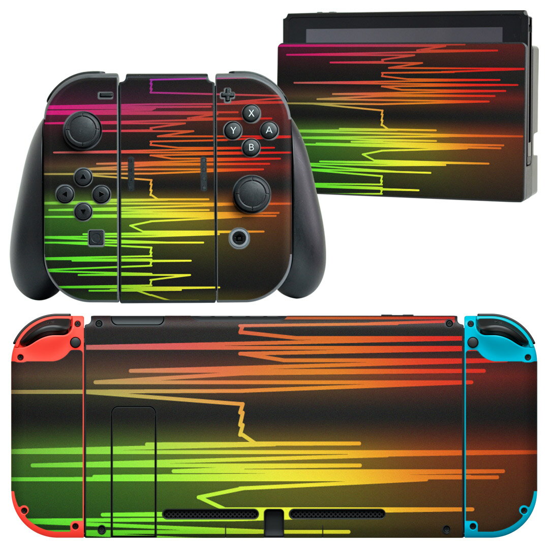igsticker Nintendo Switch 用 デザインスキンシール 任天堂 ニンテンドー スイッチ 専用 本体ドック Joy-Con Joycon ジョイコン 専用 ゲーム機 カバー アクセサリー フィルム ステッカー 002271 蛍光 カラフル