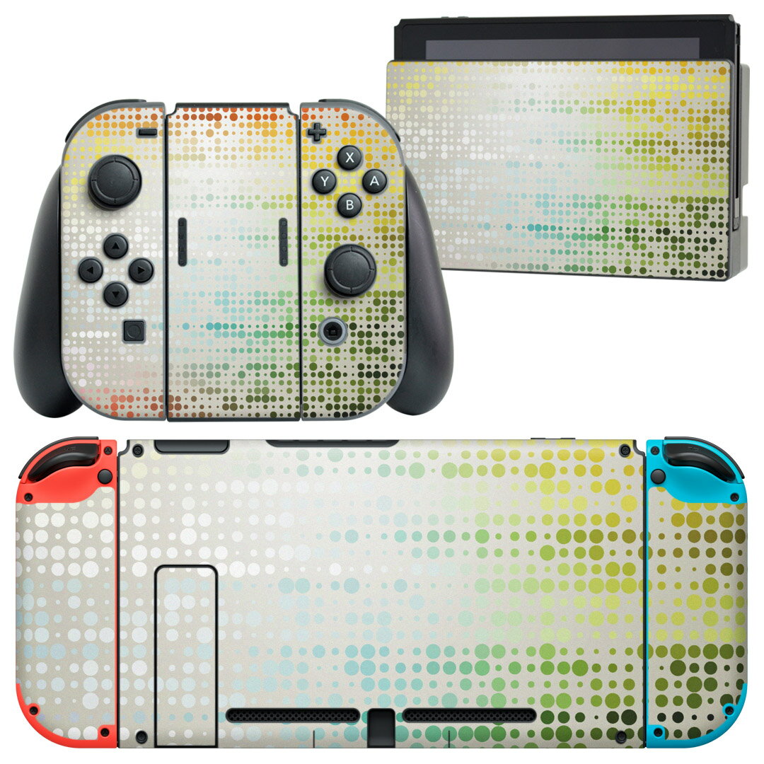 igsticker Nintendo Switch 用 デザインスキンシール 任天堂 ニンテンドー スイッチ 専用 本体ドック Joy-Con Joycon ジョイコン 専用 ゲーム機 カバー アクセサリー フィルム ステッカー 002351 模様　カラフル