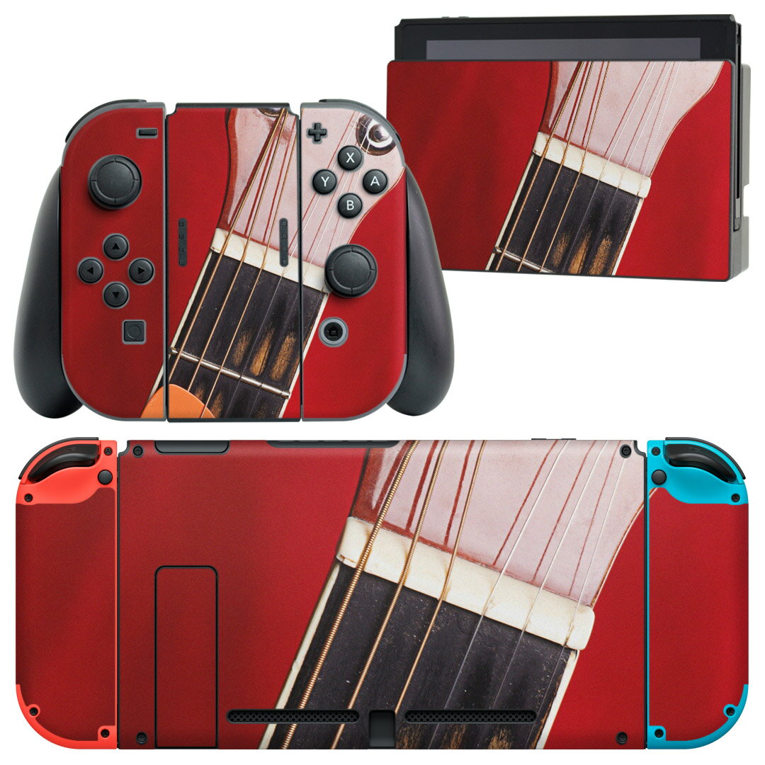 igsticker Nintendo Switch 用 デザインスキンシール 任天堂 ニンテンドー スイッチ 専用 本体ドック Joy-Con Joycon ジョイコン 専用 ゲーム機 カバー アクセサリー フィルム ステッカー 002422 ギター　音楽