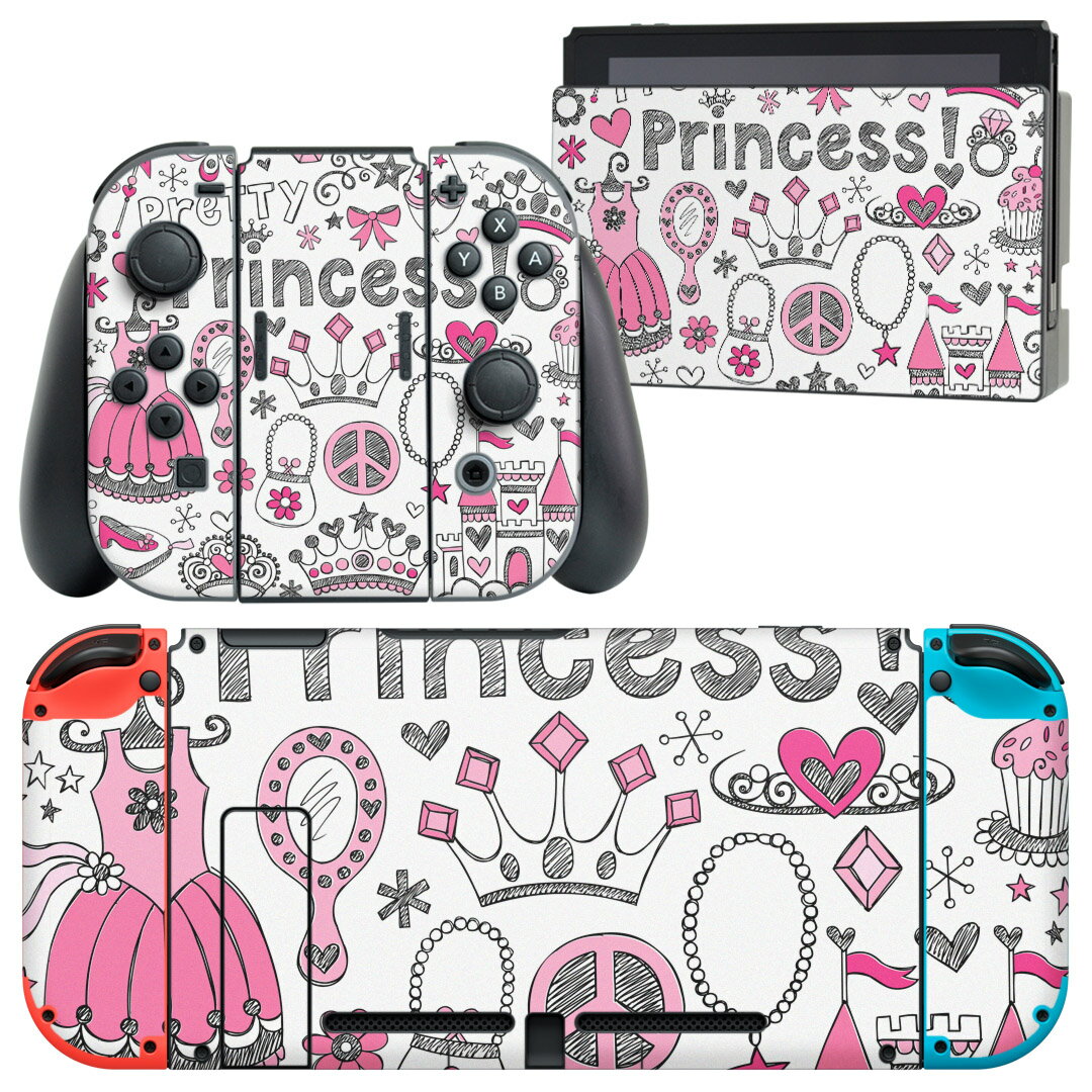 igsticker Nintendo Switch 用 デザインスキンシール 任天堂 ニンテンドー スイッチ 専用 本体ドック Joy-Con Joycon ジョイコン 専用 ゲーム機 カバー アクセサリー フィルム ステッカー 002521 ガーリー 文字 イラスト