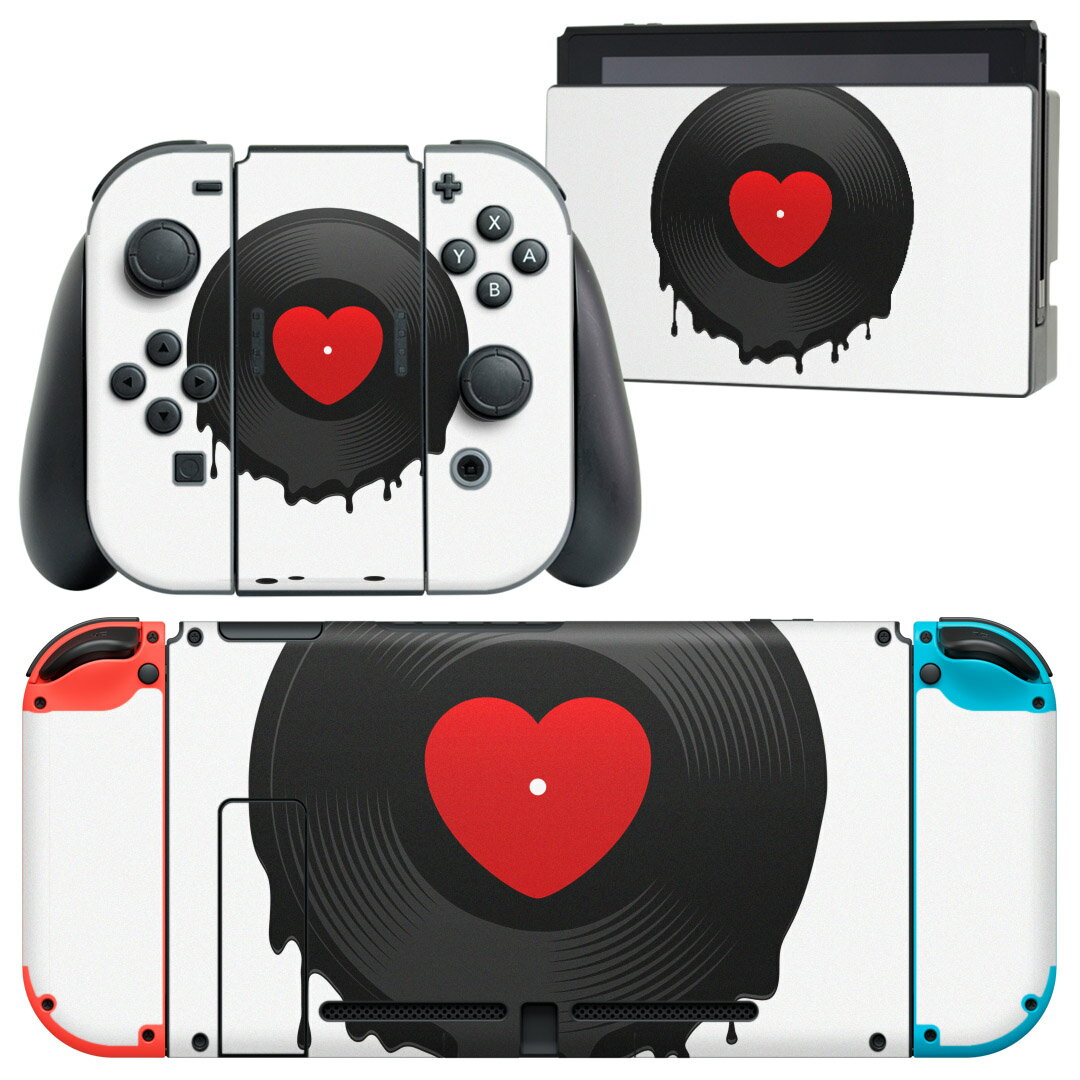igsticker Nintendo Switch 用 デザインスキンシール 任天堂 ニンテンドー スイッチ 専用 本体ドック Joy-Con Joycon ジョイコン 専用 ゲーム機 カバー アクセサリー フィルム ステッカー 002556 ハート シンプル