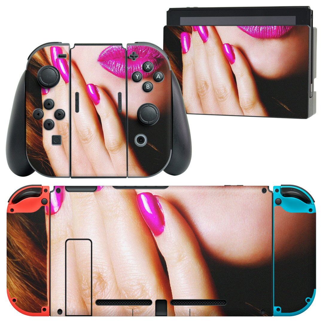 igsticker Nintendo Switch 用 デザインスキンシール 任天堂 ニンテンドー スイッチ 専用 本体ドック Joy-Con Joycon ジョイコン 専用 ゲーム機 カバー アクセサリー フィルム ステッカー 002591 メイク おしゃれ 人物